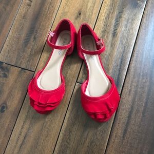 Like new, red ruffle flats, Sz 6 1/2
